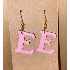 ☀️3/$12☀️ Letter “E” Earrings with Sterling Silver Hooks. (Light Pink)